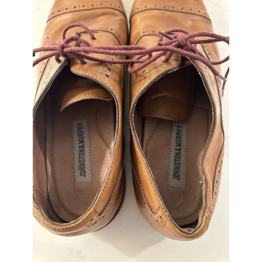 Johnston &‎ Murphy Mens Size 13 M Conrad Captoe Oxford Brown Leather Dress Shoe